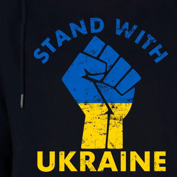 Stand With Ukraine Support Ukraine Free Ukraine Womens Funnel Neck Pullover Hood