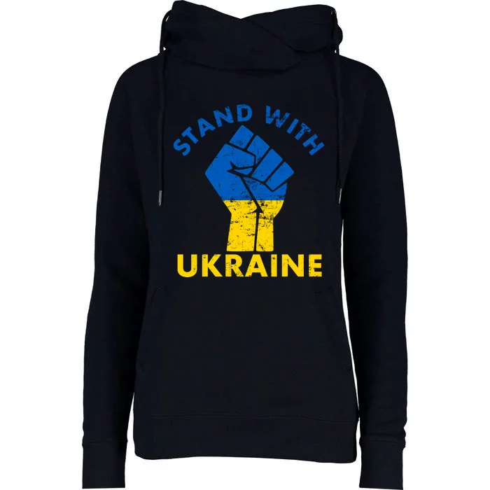 Stand With Ukraine Support Ukraine Free Ukraine Womens Funnel Neck Pullover Hood