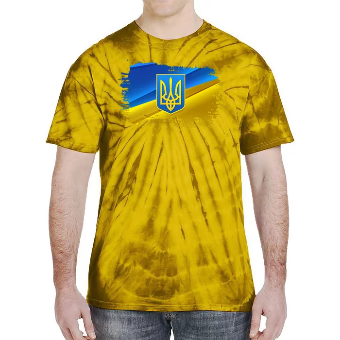 Stand With Ukraine Distressed Coat Of Arms Crest Flag Tie-Dye T-Shirt