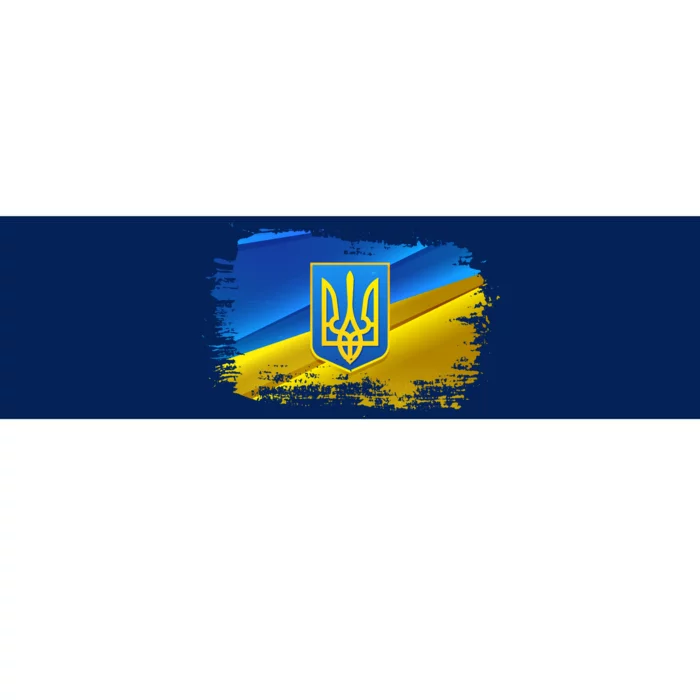 Stand With Ukraine Distressed Coat Of Arms Crest Flag Bumper Sticker