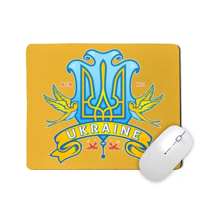 Stand With Ukraine Coat Of Arms Crest Peace Doves Mousepad