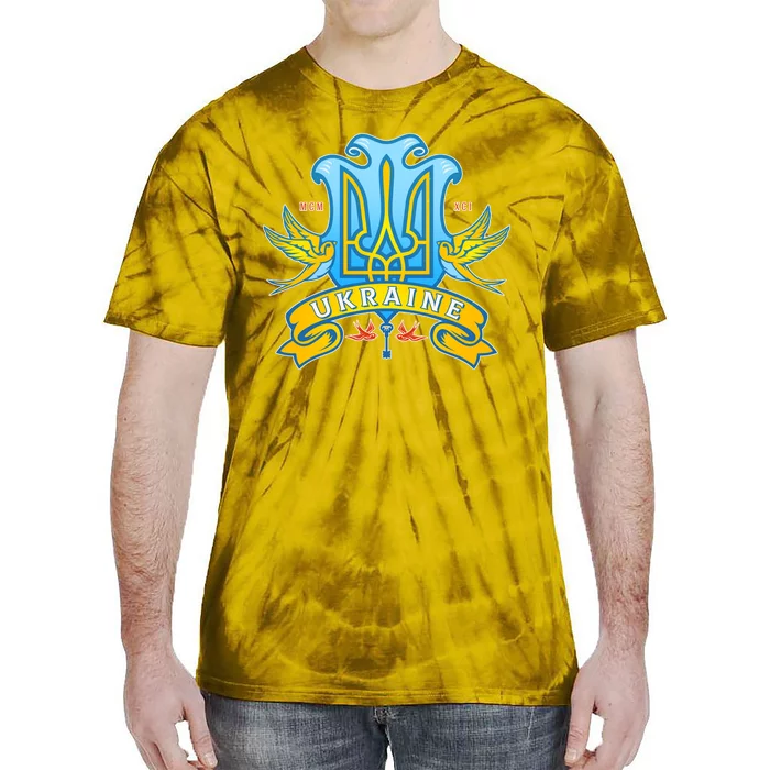 Stand With Ukraine Coat Of Arms Crest Peace Doves Tie-Dye T-Shirt