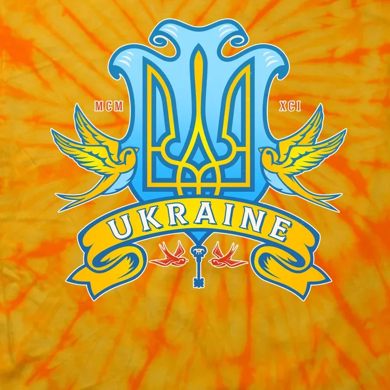 Stand With Ukraine Coat Of Arms Crest Peace Doves Tie-Dye T-Shirt