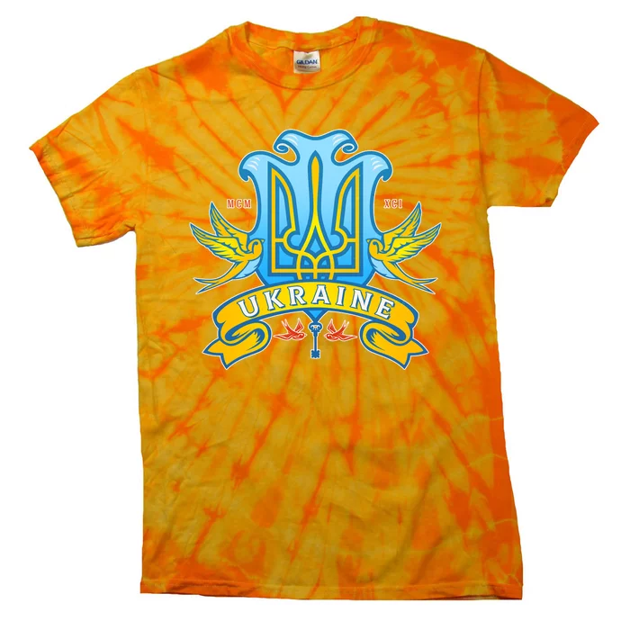 Stand With Ukraine Coat Of Arms Crest Peace Doves Tie-Dye T-Shirt