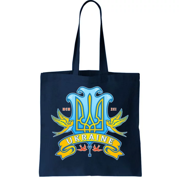 Stand With Ukraine Coat Of Arms Crest Peace Doves Tote Bag