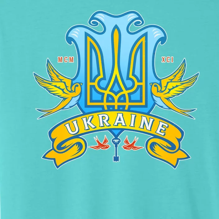 Stand With Ukraine Coat Of Arms Crest Peace Doves ChromaSoft Performance T-Shirt