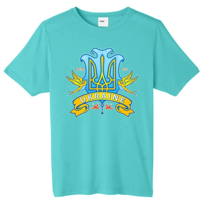 Stand With Ukraine Coat Of Arms Crest Peace Doves ChromaSoft Performance T-Shirt