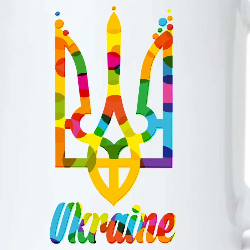 Stand With Ukraine Rainbow Dots Coat Of Arms Black Color Changing Mug