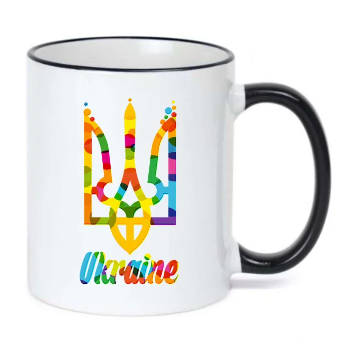 Stand With Ukraine Rainbow Dots Coat Of Arms Black Color Changing Mug