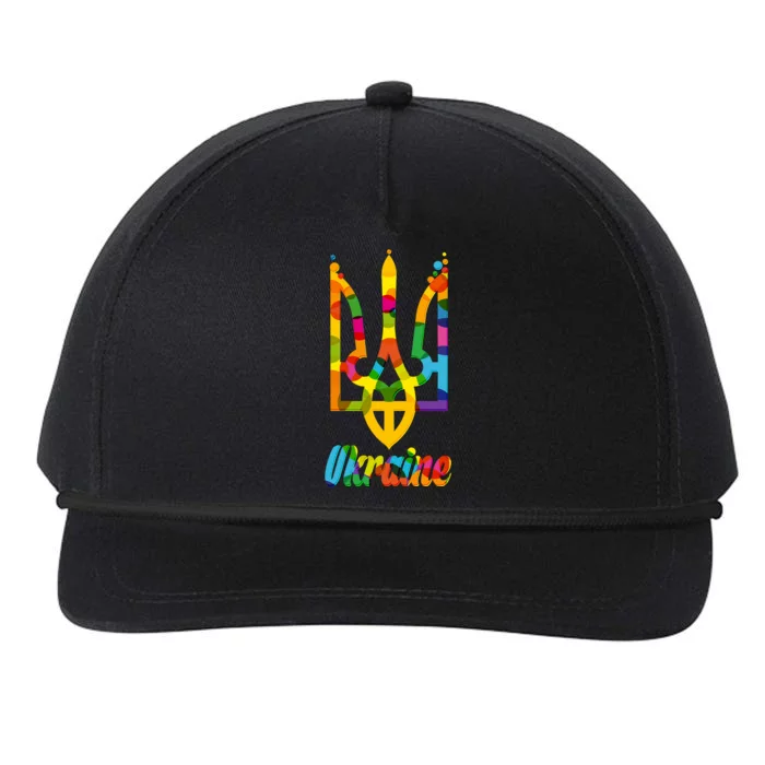 Stand With Ukraine Rainbow Dots Coat Of Arms Snapback Five-Panel Rope Hat