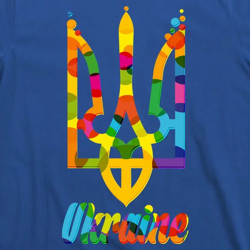 Stand With Ukraine Rainbow Dots Coat Of Arms T-Shirt