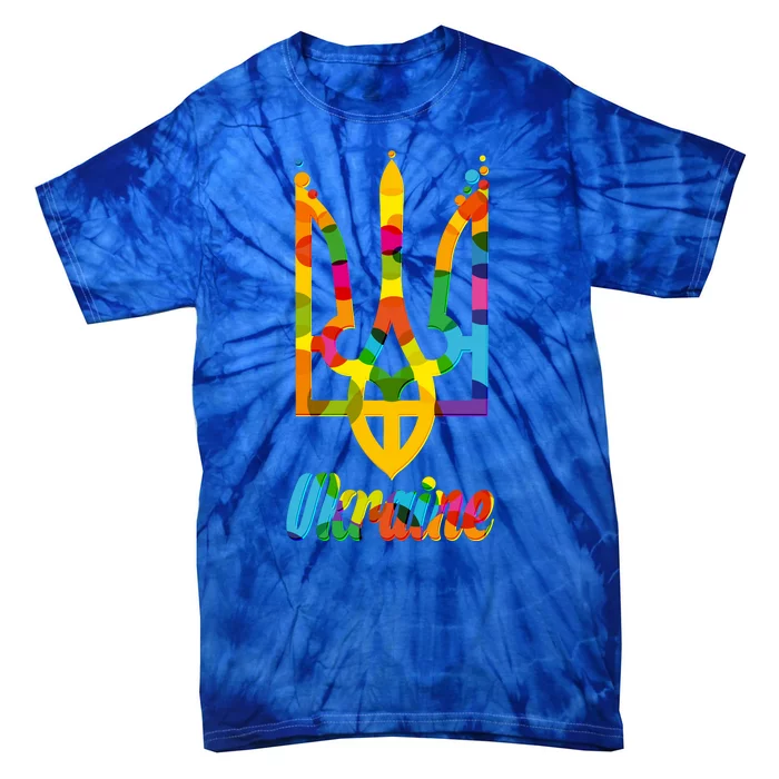 Stand With Ukraine Rainbow Dots Coat Of Arms Tie-Dye T-Shirt