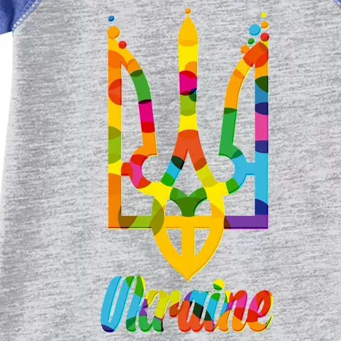 Stand With Ukraine Rainbow Dots Coat Of Arms Infant Baby Jersey Bodysuit