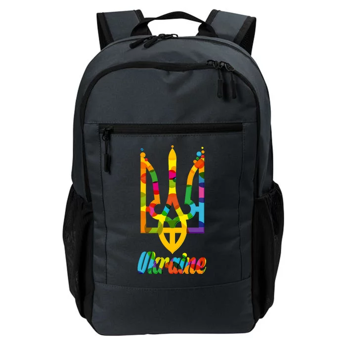 Stand With Ukraine Rainbow Dots Coat Of Arms Daily Commute Backpack