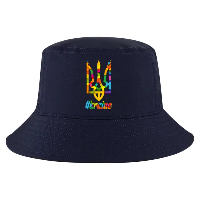 Stand With Ukraine Rainbow Dots Coat Of Arms Cool Comfort Performance Bucket Hat