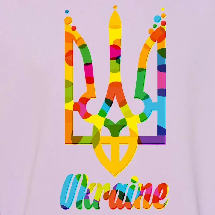 Stand With Ukraine Rainbow Dots Coat Of Arms Garment-Dyed Sweatshirt