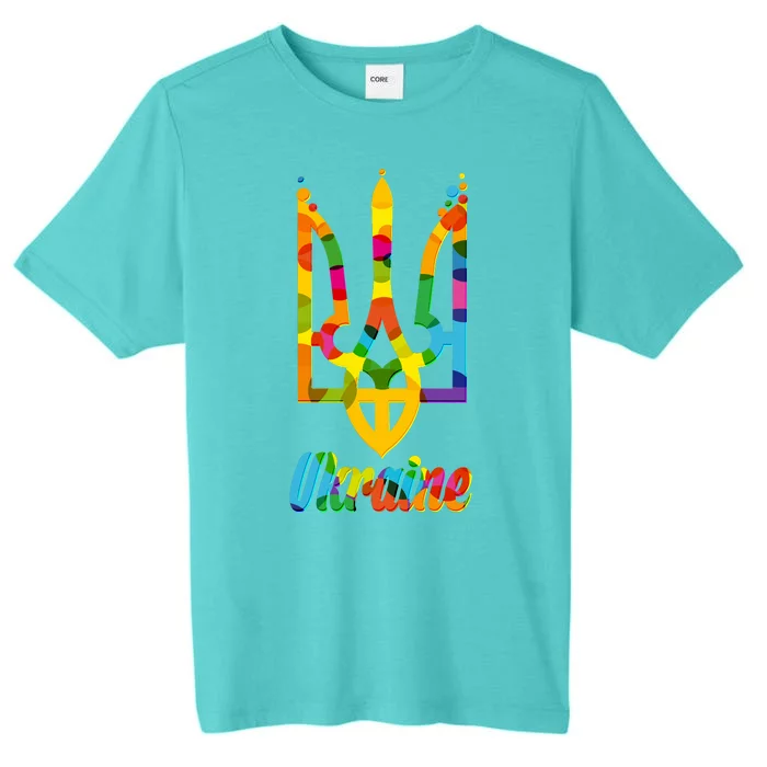 Stand With Ukraine Rainbow Dots Coat Of Arms ChromaSoft Performance T-Shirt