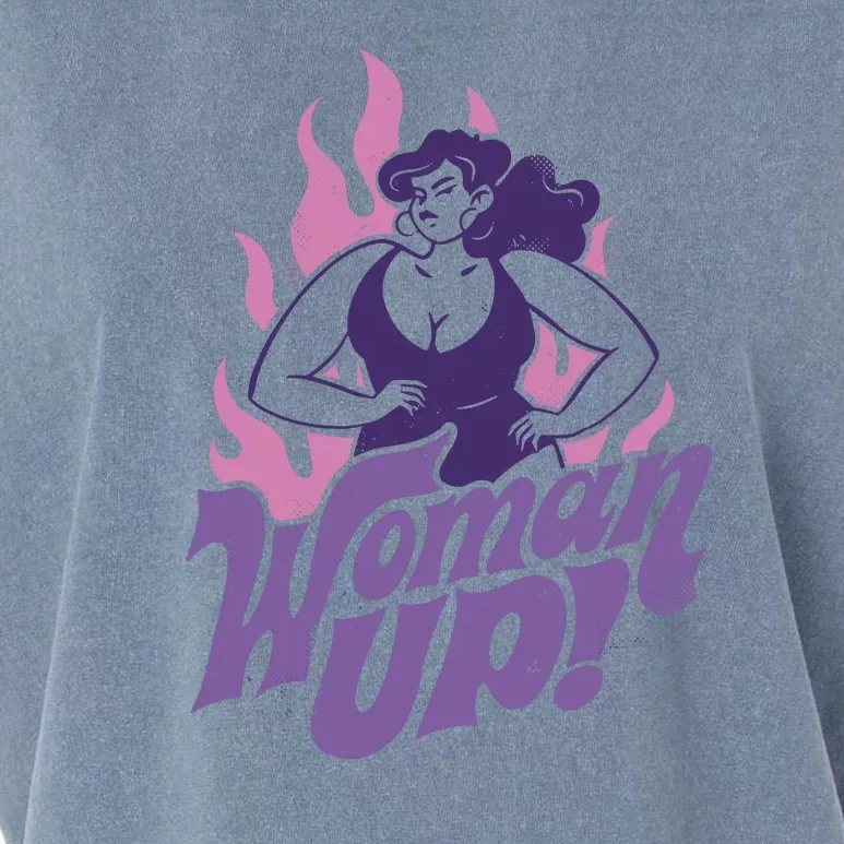 Strong Woman Up Flames Garment-Dyed Women's Muscle Tee