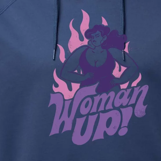 Strong Woman Up Flames Performance Fleece Hoodie