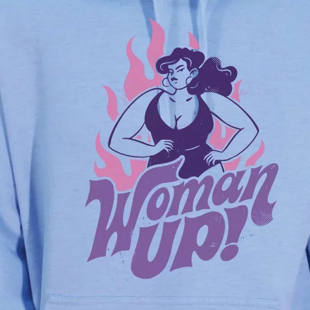 Strong Woman Up Flames Unisex Surf Hoodie