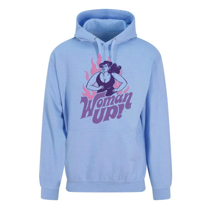 Strong Woman Up Flames Unisex Surf Hoodie