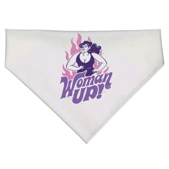 Strong Woman Up Flames USA-Made Doggie Bandana