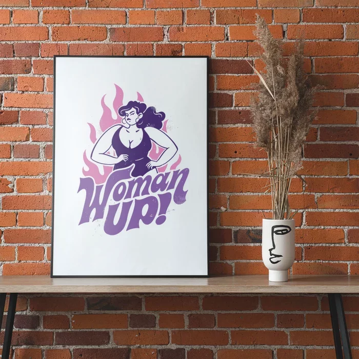 Strong Woman Up Flames Poster