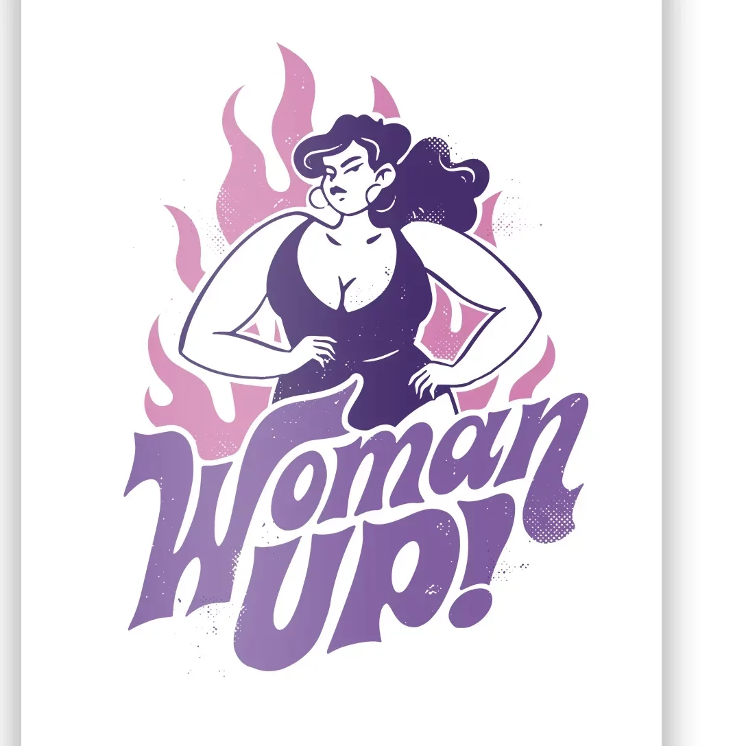 Strong Woman Up Flames Poster