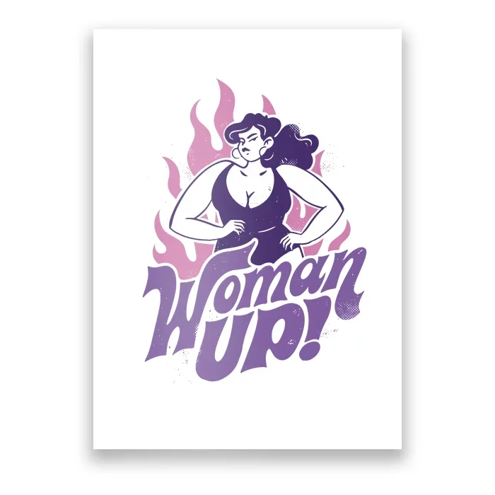 Strong Woman Up Flames Poster