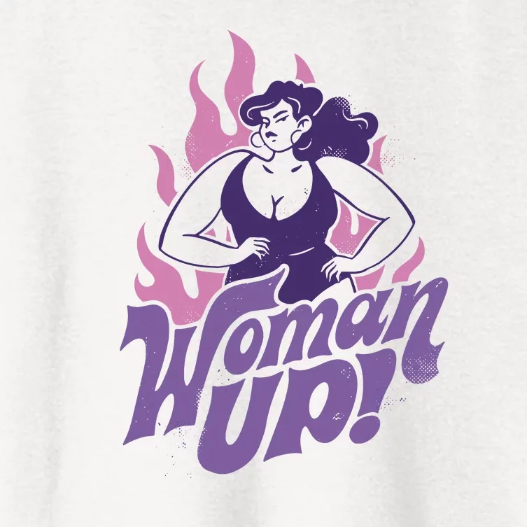 Strong Woman Up Flames Women's Crop Top Tee