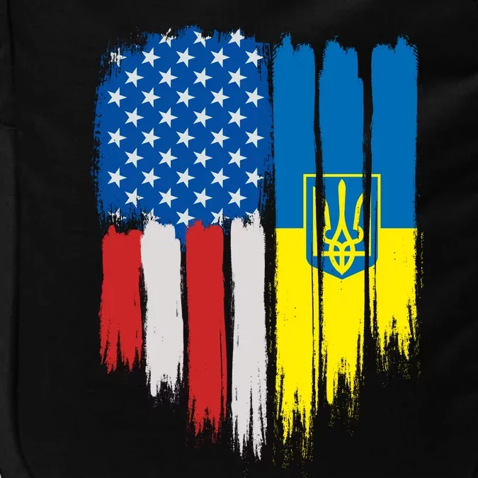 Stand With Ukraine Painted Distressed USA Ukrainian Flags Impact Tech Backpack