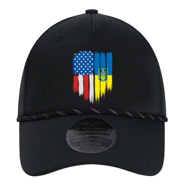 Stand With Ukraine Painted Distressed USA Ukrainian Flags Performance The Dyno Cap