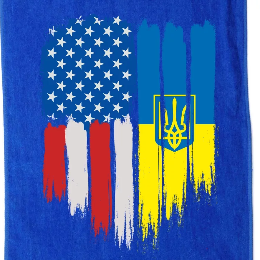 Stand With Ukraine Painted Distressed USA Ukrainian Flags Platinum Collection Golf Towel