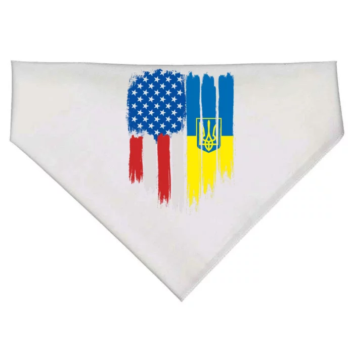 Stand With Ukraine Painted Distressed USA Ukrainian Flags USA-Made Doggie Bandana