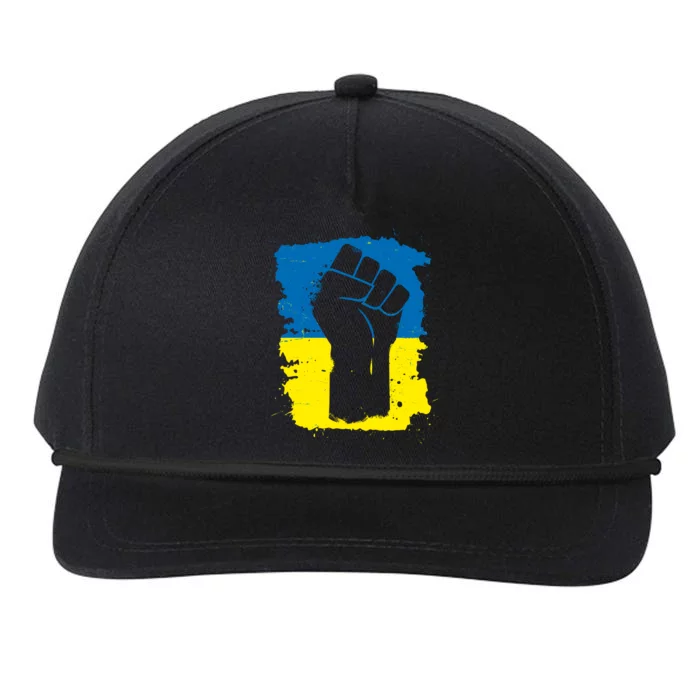 Stand With Ukraine Distressed Protest Fist Ukrainian Flag Snapback Five-Panel Rope Hat