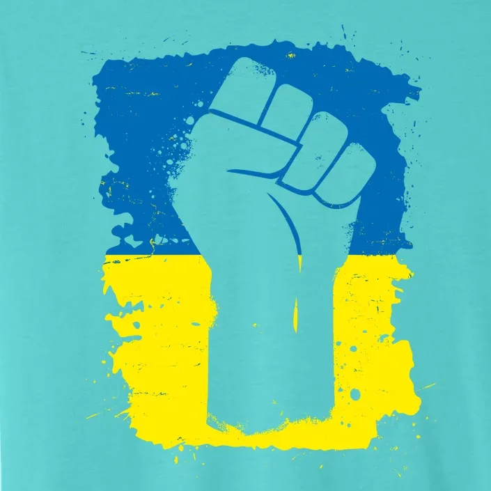 Stand With Ukraine Distressed Protest Fist Ukrainian Flag ChromaSoft Performance T-Shirt