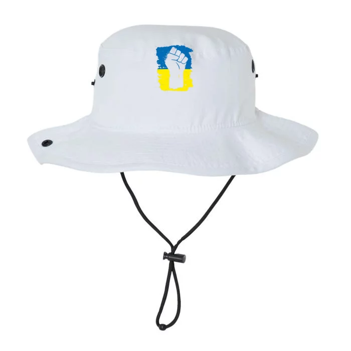 Stand With Ukraine Distressed Protest Fist Ukrainian Flag Legacy Cool Fit Booney Bucket Hat