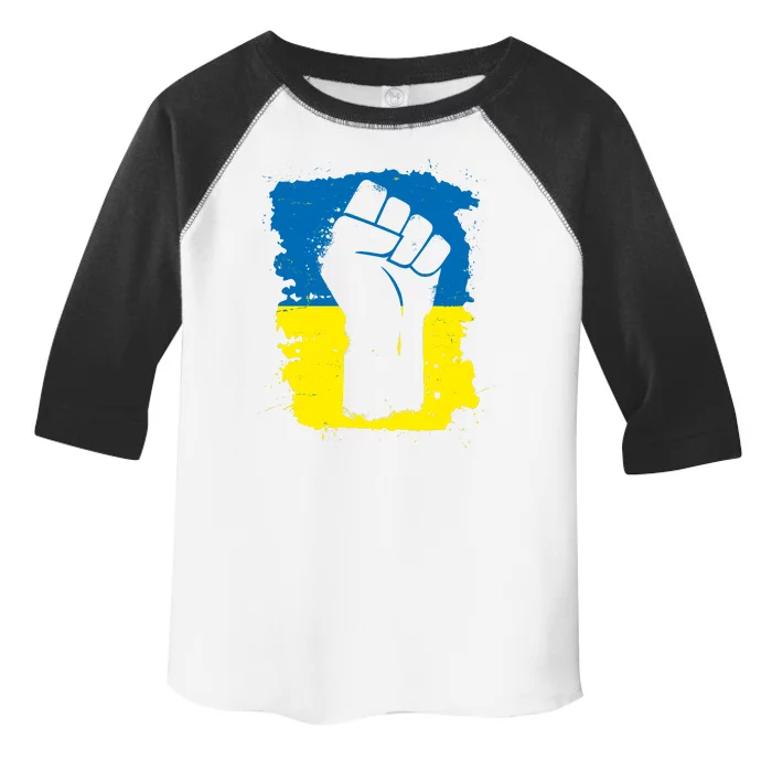 Stand With Ukraine Distressed Protest Fist Ukrainian Flag Toddler Fine Jersey T-Shirt