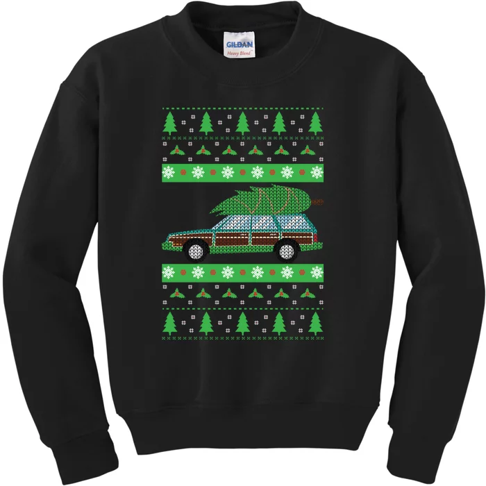 Station Wagon Ugly Christmas Sweater Funny Truck Gift Kids Sweatshirt