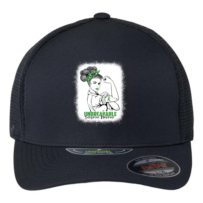 Scoliosis Warrior Unbreakable Bleached Scoliosis Awareness Gift Flexfit Unipanel Trucker Cap