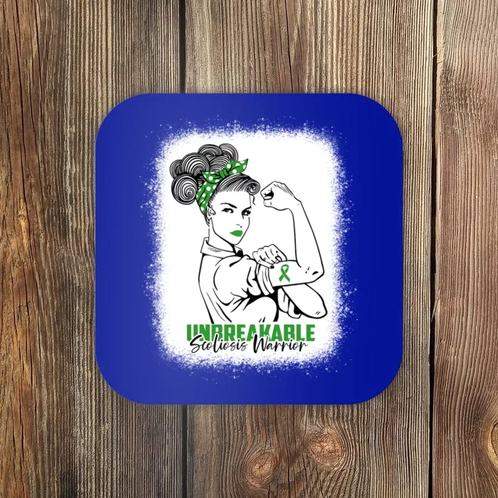 Scoliosis Warrior Unbreakable Bleached Scoliosis Awareness Gift Coaster