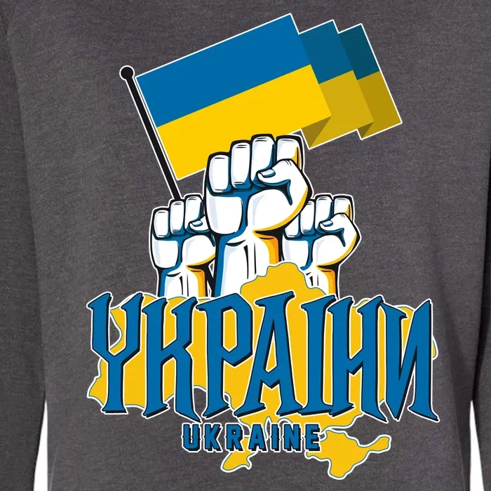 Stand With Ukraine Ukrainian Flag Protest Fist Womens California Wash Sweatshirt