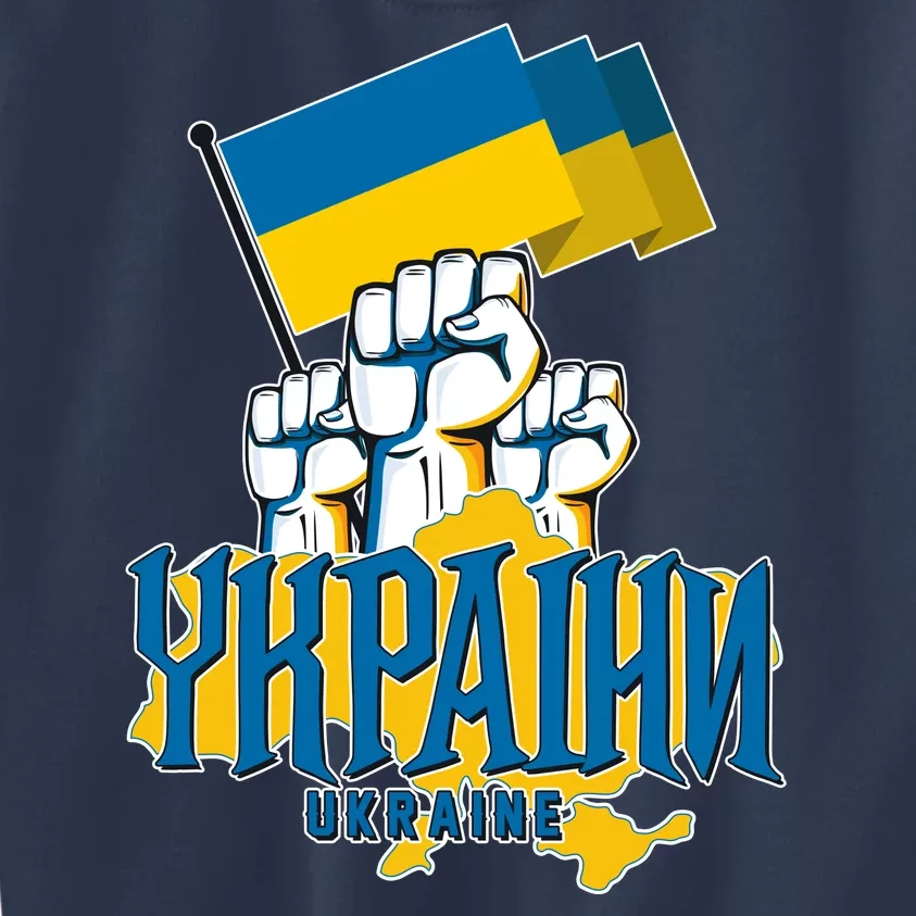 Stand With Ukraine Ukrainian Flag Protest Fist Kids Sweatshirt