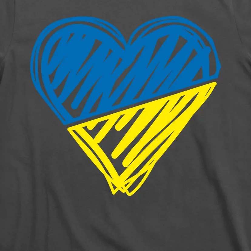 Stand With Ukraine Scribble Heart Ukrainian Flag T-Shirt