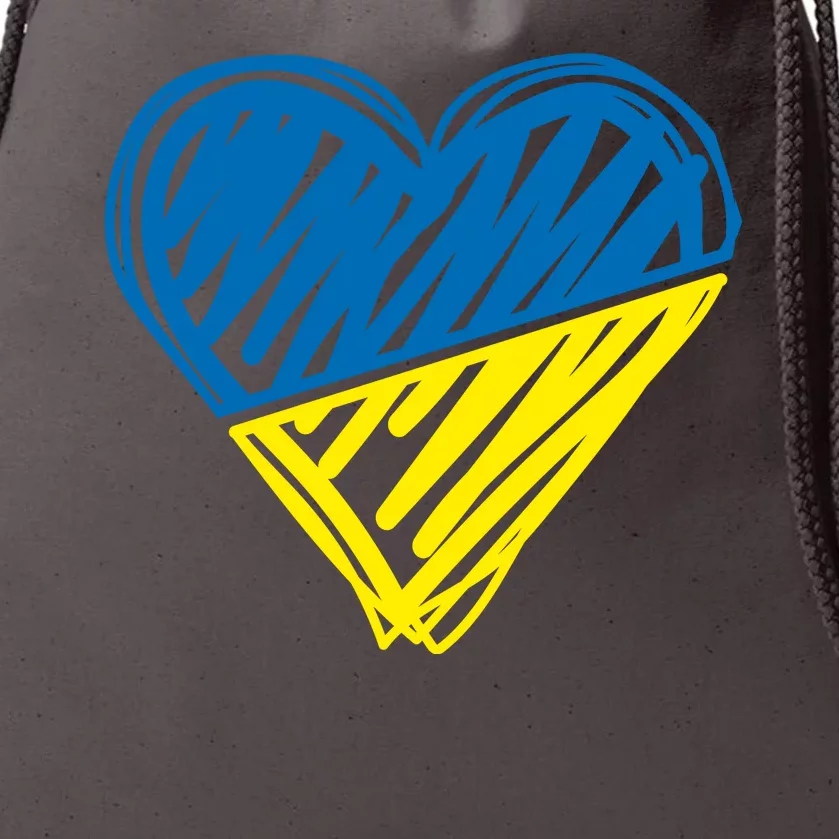 Stand With Ukraine Scribble Heart Ukrainian Flag Drawstring Bag