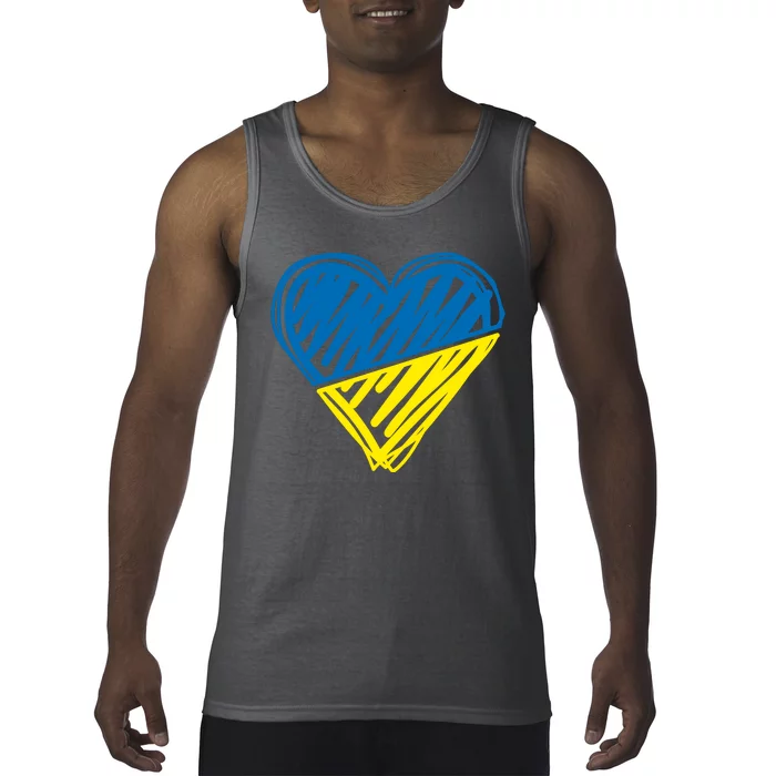 Stand With Ukraine Scribble Heart Ukrainian Flag Tank Top