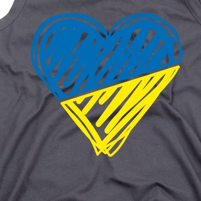 Stand With Ukraine Scribble Heart Ukrainian Flag Tank Top