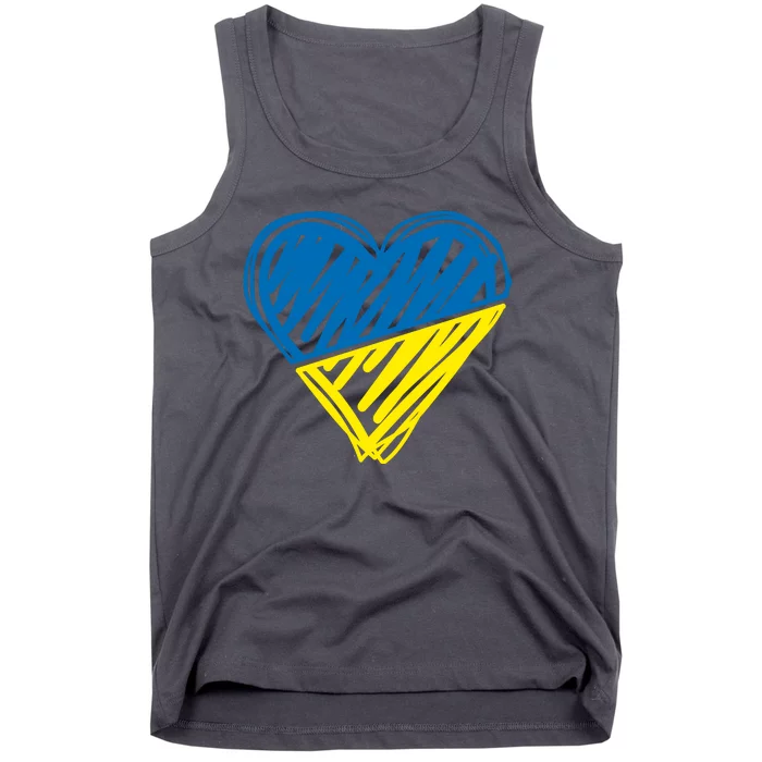 Stand With Ukraine Scribble Heart Ukrainian Flag Tank Top