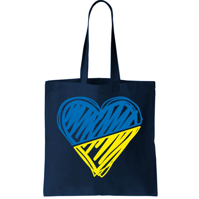 Stand With Ukraine Scribble Heart Ukrainian Flag Tote Bag