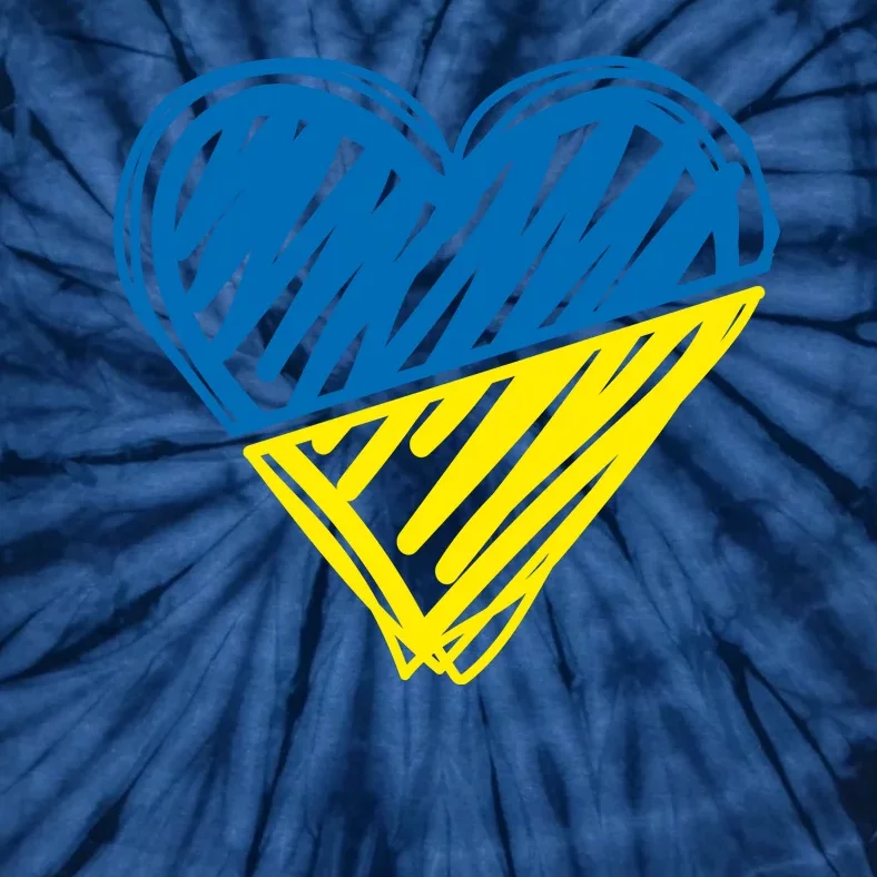 Stand With Ukraine Scribble Heart Ukrainian Flag Tie-Dye T-Shirt